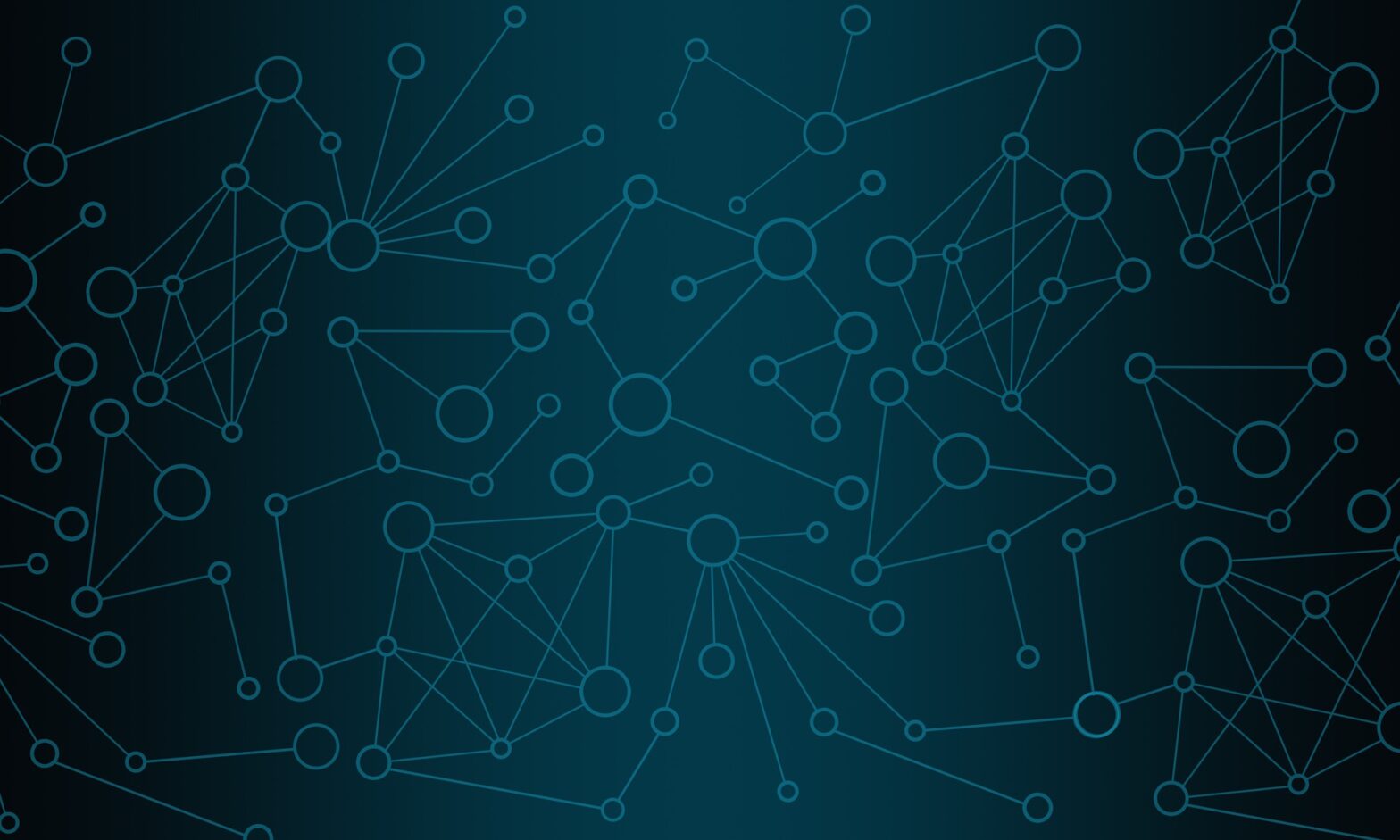 gradient blue image with lighter blue networking symbols